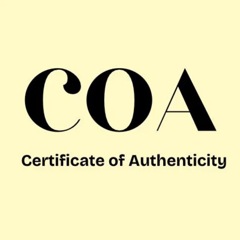 COA (certificate of authenticity) for a peace of mind